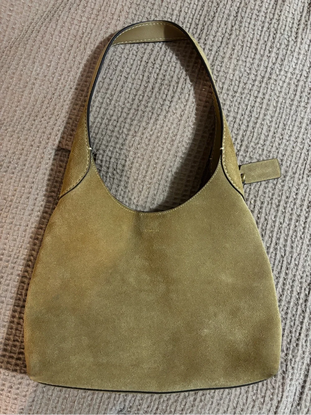 Coach Olive Green Suede Shoulder Bag